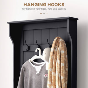 4-In-1 Hall Tree with Coat Rack, Top Shelf, Shoe Storage and Bench Seat, Entryway Bench with 4 Hooks