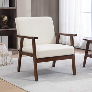 Accent Chairs with Cushioned Seat, Upholstered Linen-Feel Armchair with Adjustable Feet for Bedroom – view 21