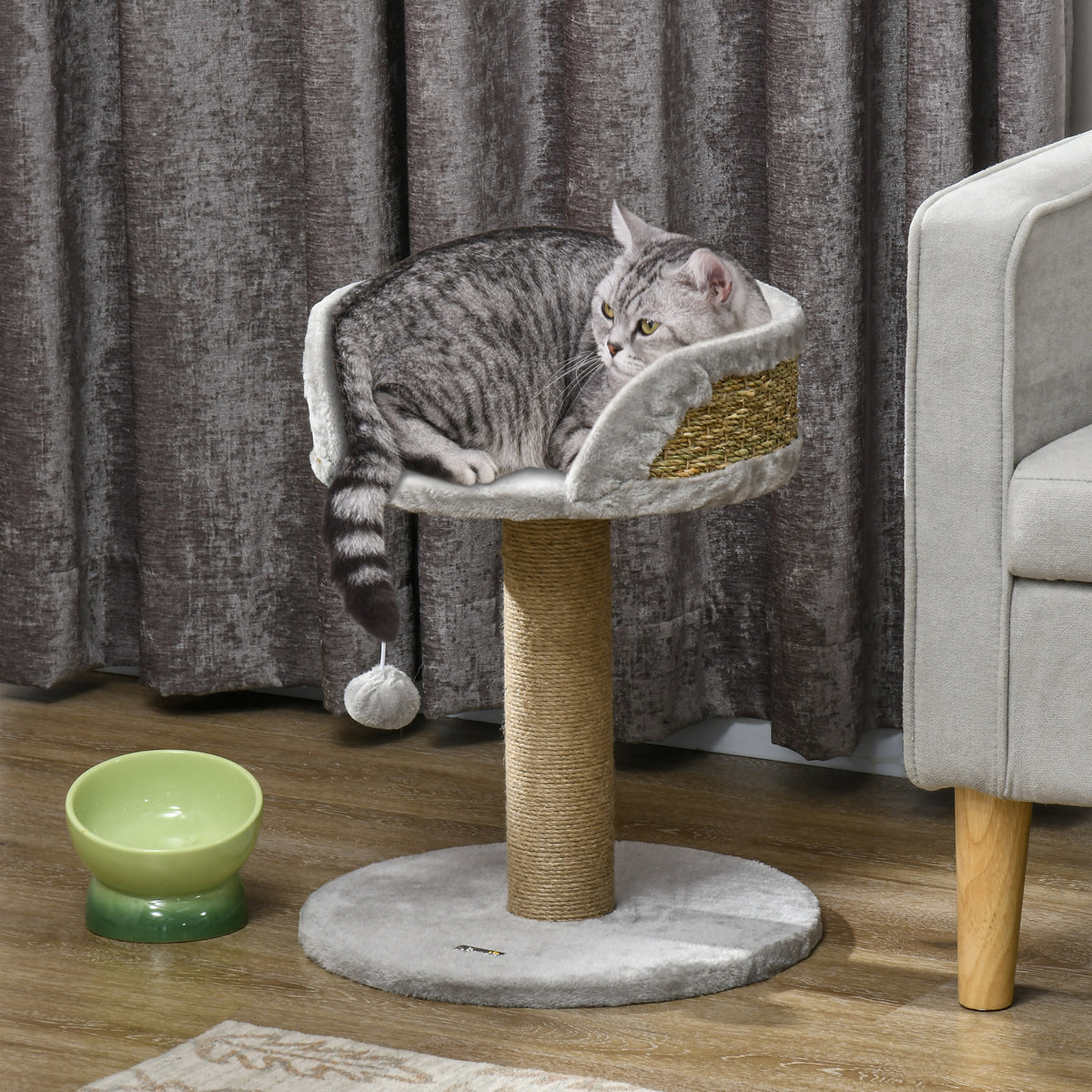 Cat Tree with Scratching Post, Toy Ball, Perch, Small Cat Tower for Indoor Cats - 16" x 16" x 19", Beige – view 14