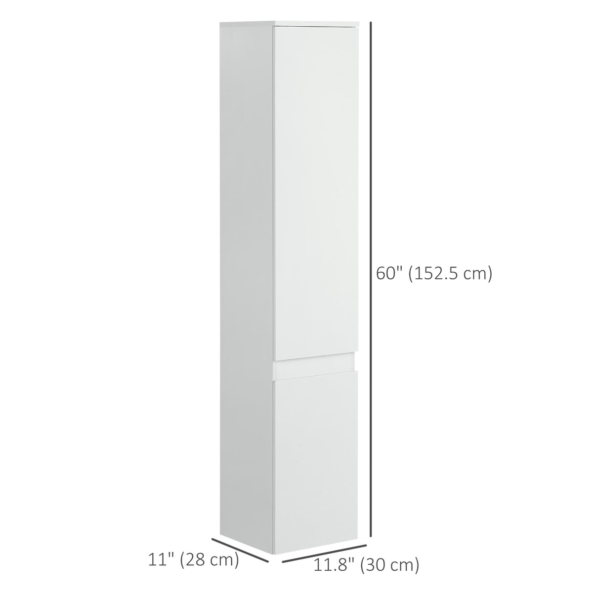 Tall Bathroom Cabinet, Freestanding Storage Organizer with Adjustable Shelves and Cupboards, 11.8" x 11" x 6", White