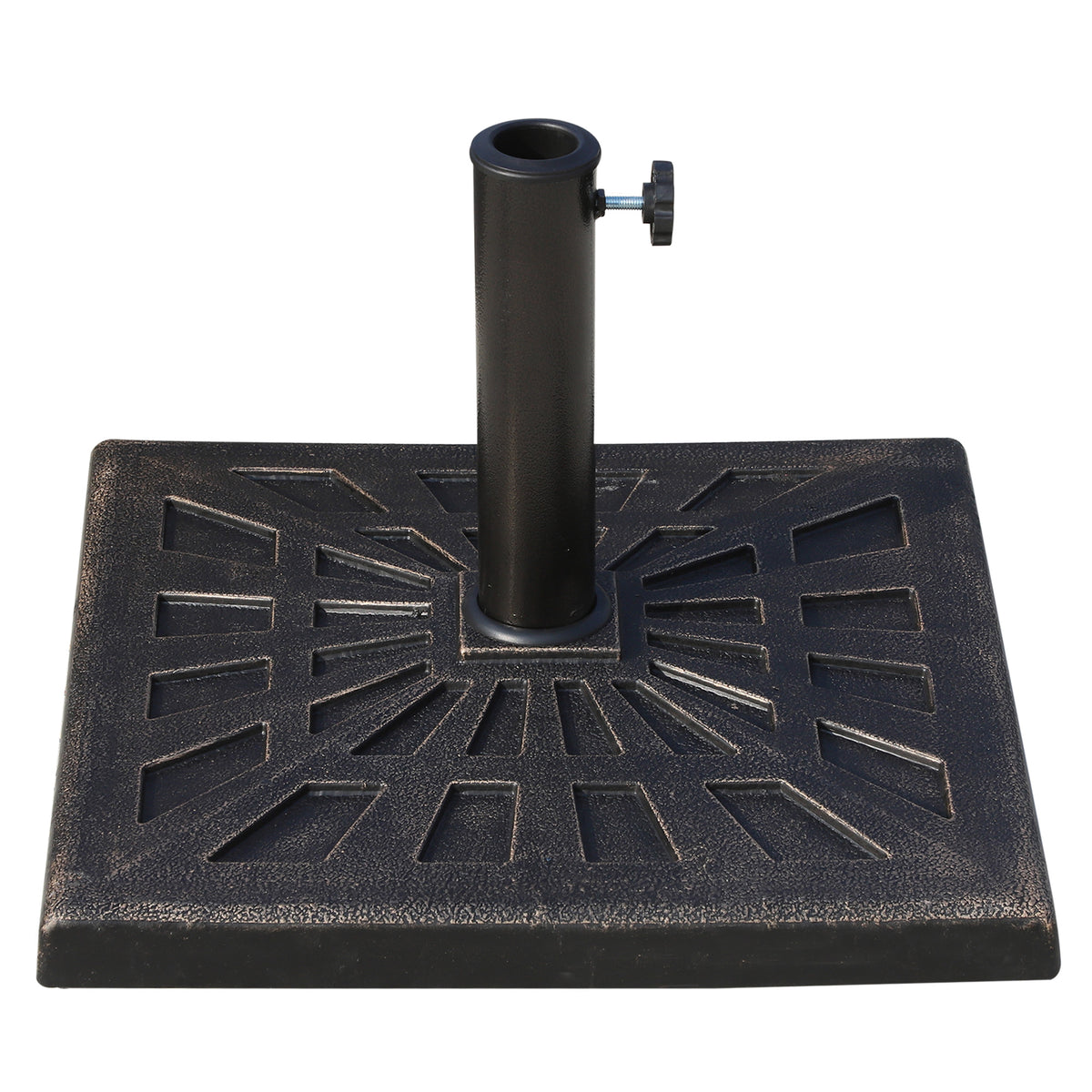 18.5" Square Patio Umbrella Base, Outdoor Resin Parasol Stand Market Umbrella Holder Deck - Bronze
