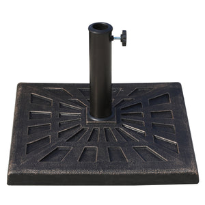 18.5" Square Patio Umbrella Base, Outdoor Resin Parasol Stand Market Umbrella Holder Deck - Bronze
