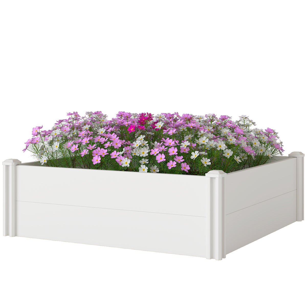 Vinyl Raised Garden Bed Kit, 2 x 2 x 1ft Modular Elevated Garden Box with Slotting Legs and Open Bottom – view 8