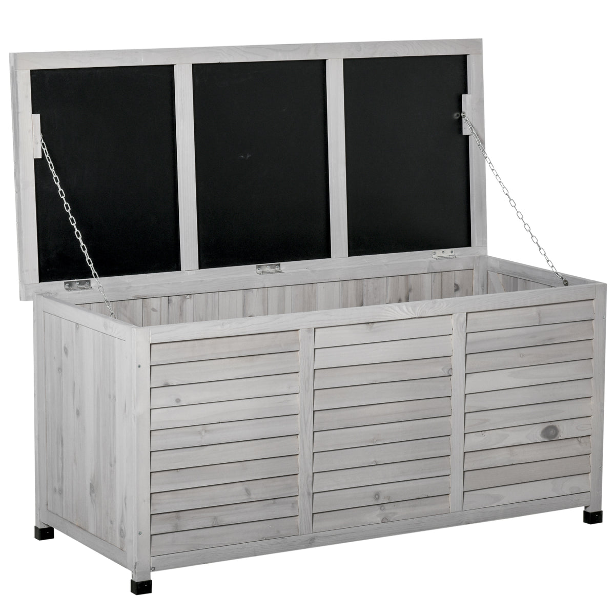 75 Gallon Wooden Storage Box patio Deck Box Bench, Garden Backyard Outdoor Storage Container with Aerating – view 2