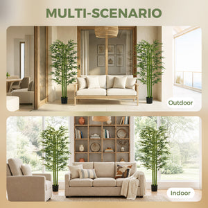 Indoor Fake Plants, Artificial Bamboo Tree with Adjustable Shape for Home Office Living Room Decor, Green