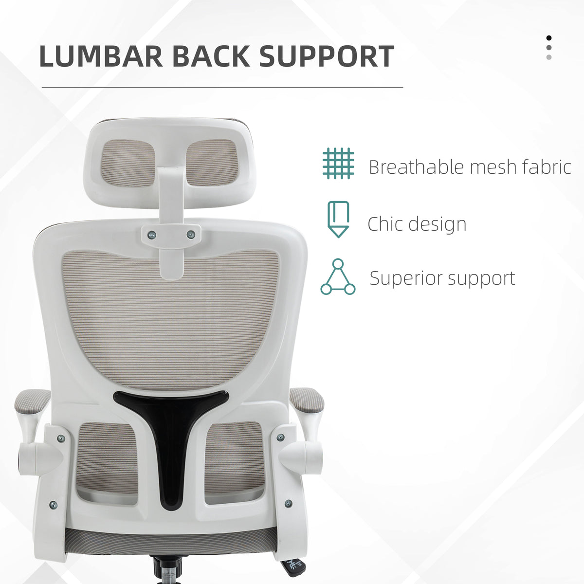 Ergonomic Office Chair, Mesh Computer Desk Chair with Adjustable Headrest, 4D Lumbar Support, Flip-up Arm – view 9