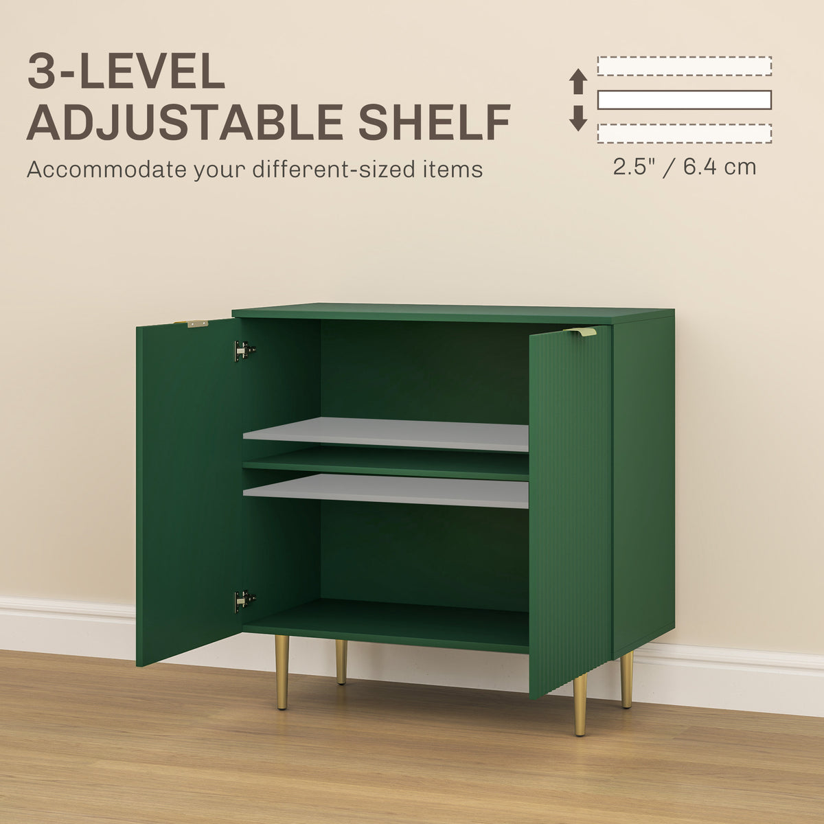 Modern Kitchen Storage Cabinet, Sideboard Buffet Cabinet with Adjustable Shelves and Metal Legs for – view 11