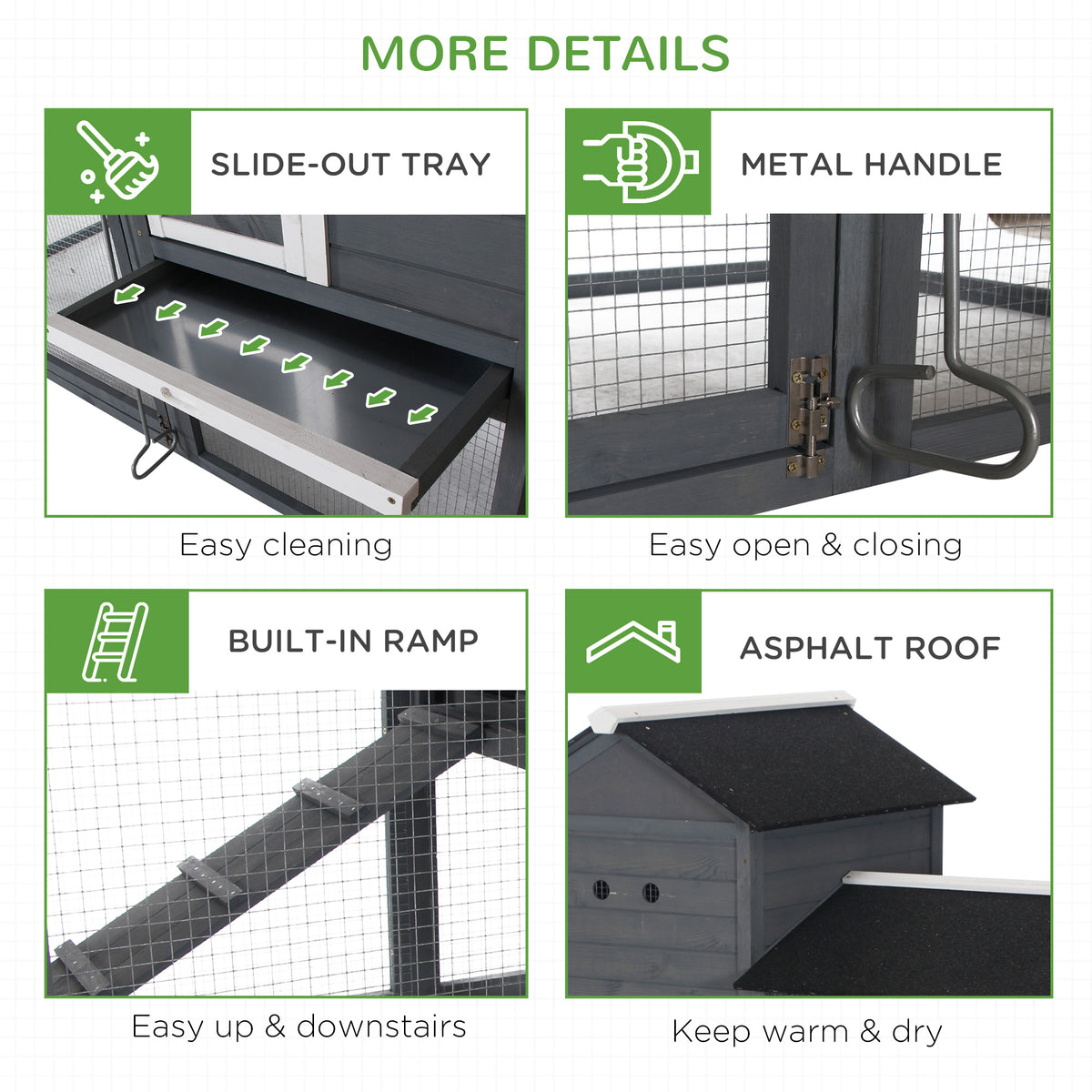 82" Chicken Coop Wooden Hen House Rabbit Hutch Poultry Cage Pen Outdoor Backyard with Nesting Box and Run – view 7