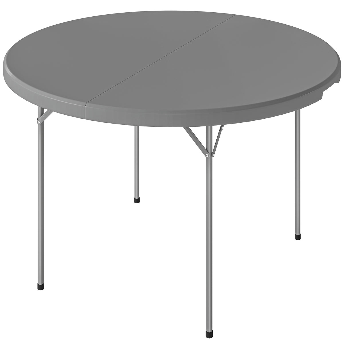 4ft Plastic Folding Picnic Table, Camping Table with Anti-Slip Foot Pads, Indoor Outdoor for Beach, BBQ