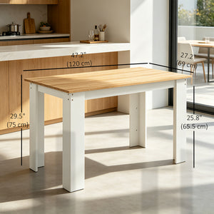 47" Kitchen Table for 4-6 People, Dining Table with Wood Effect for Dining Room, Black