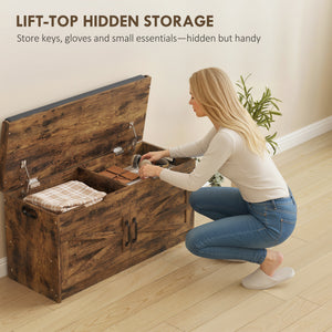 Shoe Storage Bench, Entryway Bench with 2-Tier Cabinet, Flip-Top Storage, Padded Cushion for Hallway – view 5