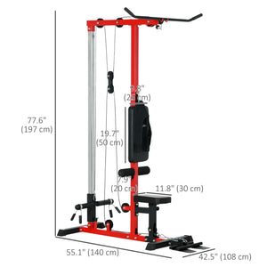 Soozier Lat Pull Down Machine, High / Low Pulley Machine with Adjustable Seat and Flip-Up Footplate