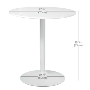 Modern Kitchen Table for 2 people, Round Dining Table with Steel Base for Living Room, Dining Room, White