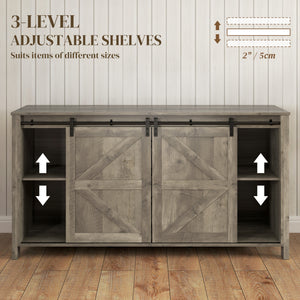 60" Buffet Cabinet, Farmhouse Sideboard with Sliding Barn Doors, Drawers and Adjustable Shelves, Cream White – view 12