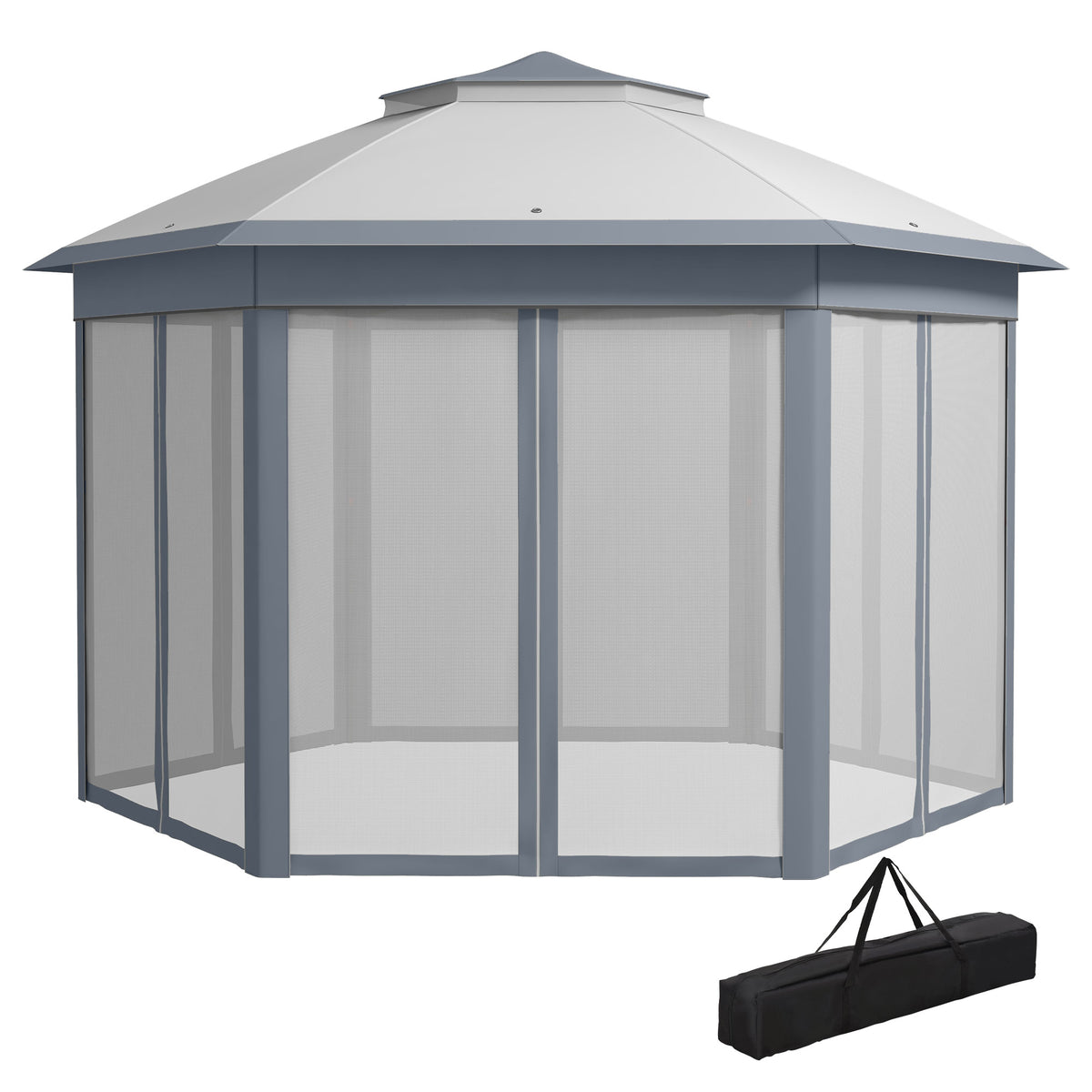 13' x 13' Pop Up Canopy Tent with Netting and Carry Bag, Instant Sun Shelter, Coffee and Beige – view 8