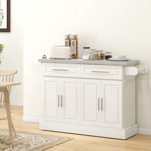 Stainless Steel Kitchen Island with Storage and Stainless Steel Top, Kitchen Trolley with Drawers – view 24