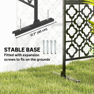Metal Outdoor Privacy Screen, Freestanding Outdoor Divider with Stand, 78" x 48", Black