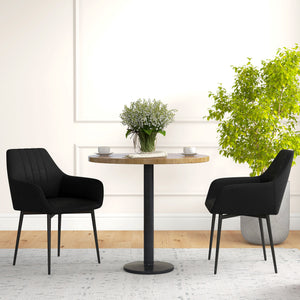 Dining Chairs Set of 2, Linen Upholstery Accent Chair with Back, Armrest, Metal Legs, Dark Grey – view 27