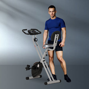 Soozier Foldable Indoor Stationary Bike with 8 Levels of Magnetic Resistance, Exercise Bike for Cardio Workout