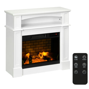 Electric Fireplace with Mantel, Freestanding Heater Corner Firebox with Remote Control, 700W/1400W, Brown – view 8