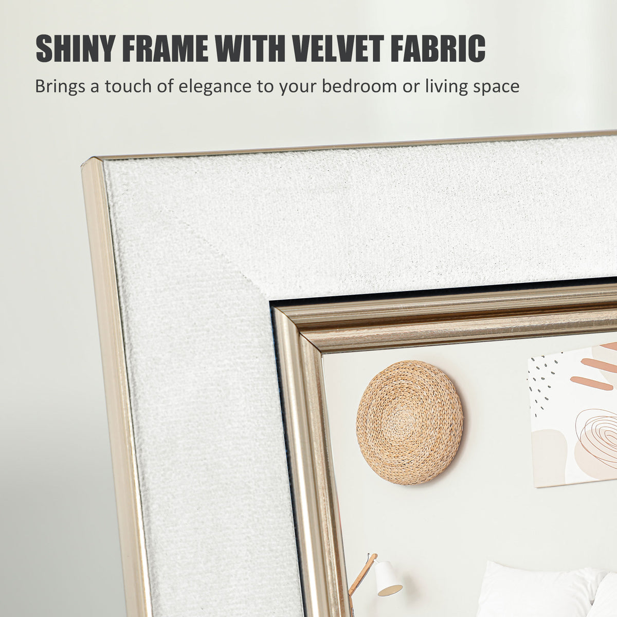 Floor Standing Mirror, Full Body Mirror, Free Standing, Leaning or Wall Mirror with Frame for Bedroom, White
