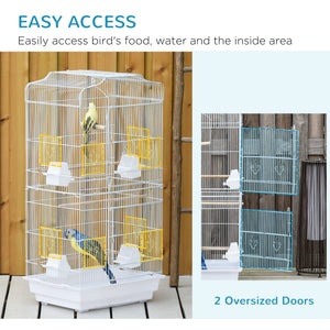 36" Bird Cage, Macaw Play House, Cockatoo, Parrot, Finch Flight Cage, 2 Doors, Perch 4 Feeder Pet Supplies, White