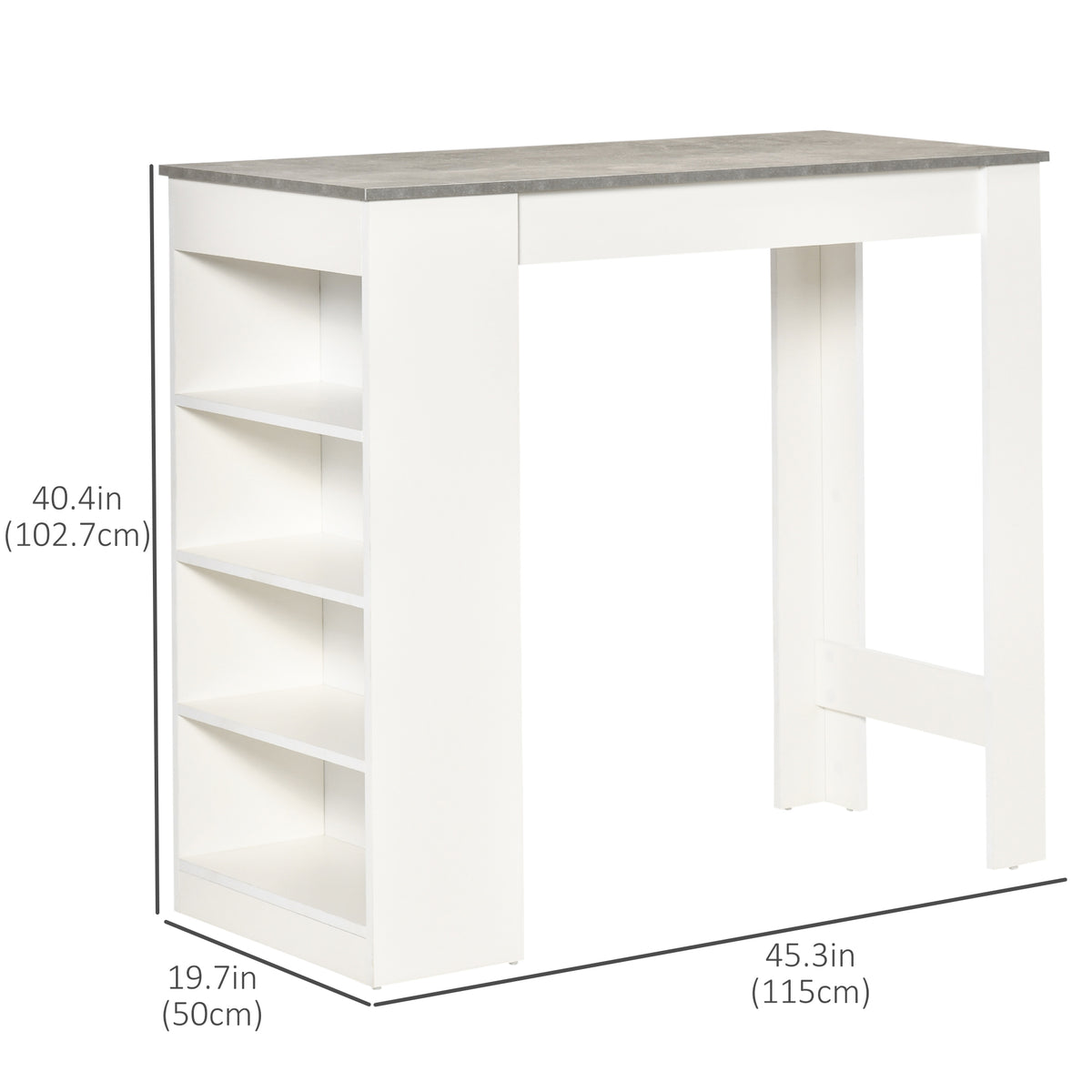 Bar Table, High Top Pub Table with 4 Storage Shelves, Modern Bar Height Table for Home Bar, Kitchen, Grey – view 2
