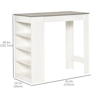 Bar Table, High Top Pub Table with 4 Storage Shelves, Modern Bar Height Table for Home Bar, Kitchen, Grey – view 2