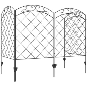 4 Pack Garden Fencing for Yard, Decorative Fence Panels as Animal Barrier and Flower Edging, Circle, Black
