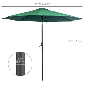 10' x 8' Round Market Umbrella, Patio Umbrella with Crank Handle and Tilt, Outdoor Parasol for Garden, Blue – view 23