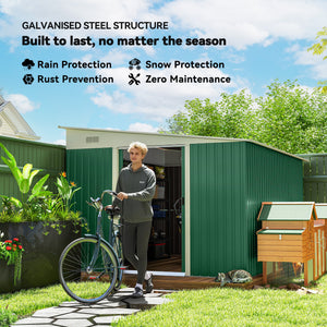 11' x 9' Steel Garden Storage Shed, Outdoor Metal Tool House with Double Sliding Doors & 2 Air Vents, Grey – view 18