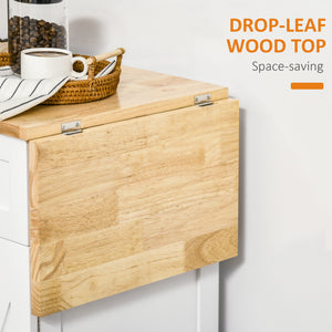 Foldable Kitchen Island with Storage Drawer, Farmhouse Rolling Utility Cart on Wheels with Drop-Leaf Wood – view 11