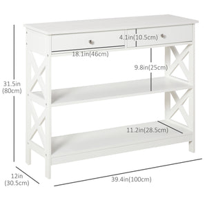 39" Console Table, Narrow Entryway Table with Storage Shelves, Drawers and X Frame for Behind Couch – view 9
