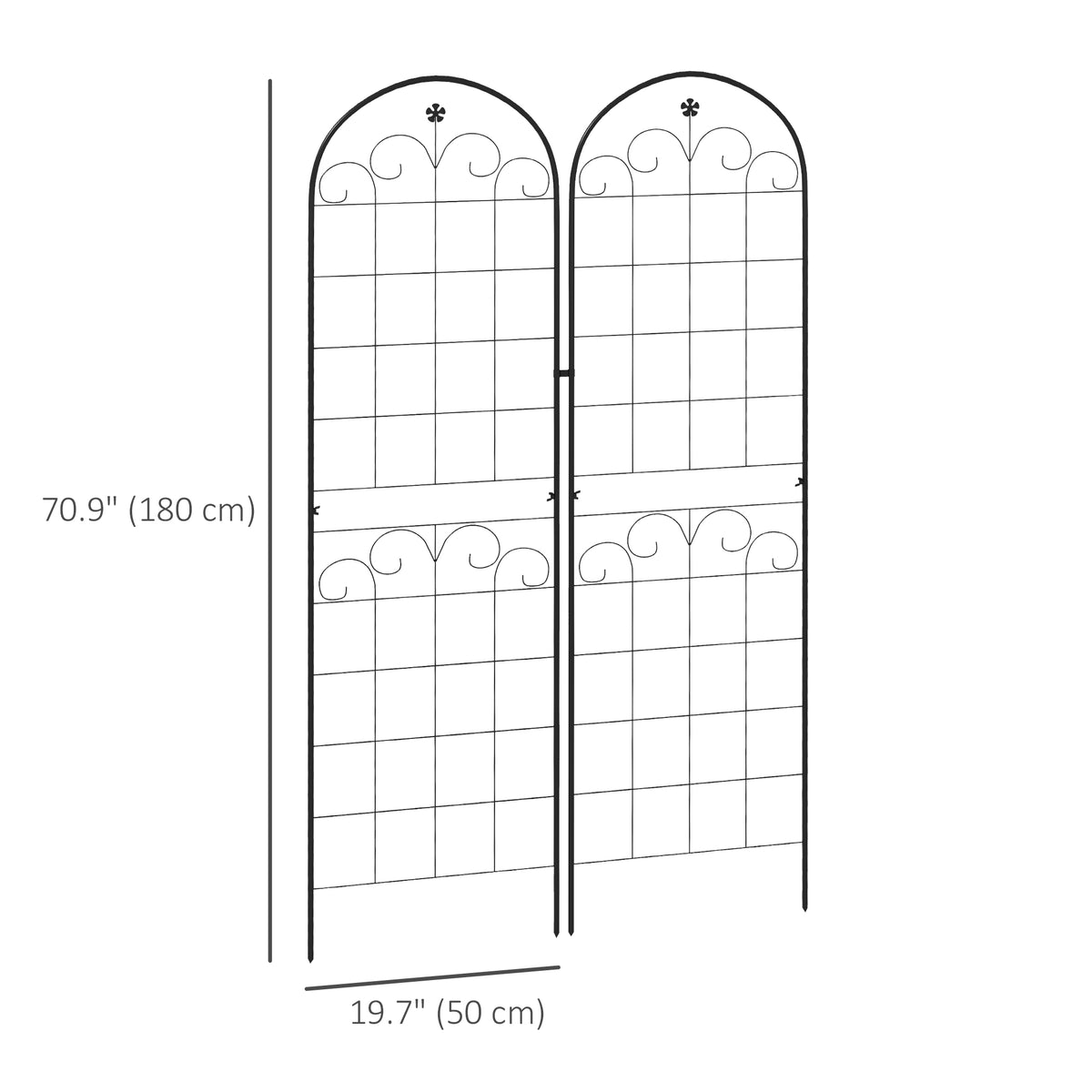 2 Pcs Garden Trellis for Climbing Plants, Outdoor Metal Trellis Plant Support Trellises for Patio, Lawn, Backyard