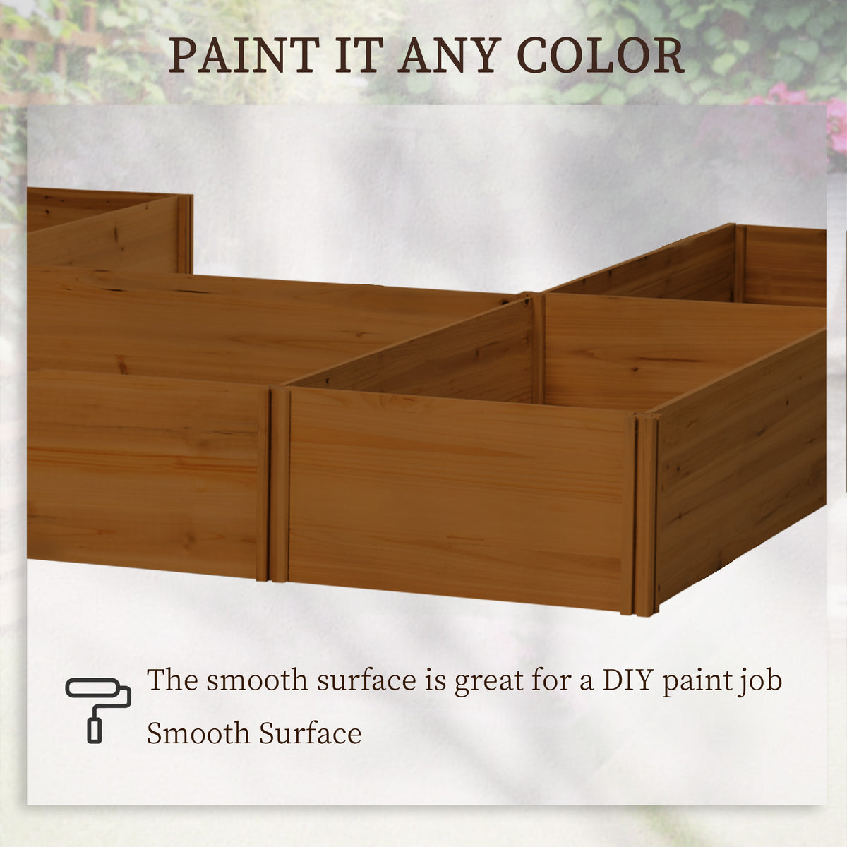 DIY 5-box Garden Planter with Open Bottom for Outdoor Plants, Vegetables, Flowers, Herbs, Brown – view 4