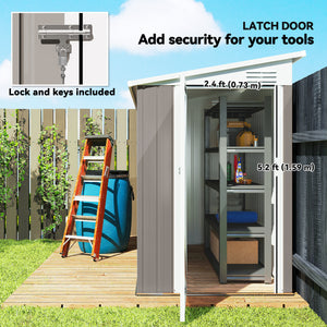4' x 8' Outdoor Storage Shed Lean to Shed Outdoor Metal Tool Shed with Lockable Door and Air Vents – view 4