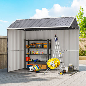8.5' x 5.5' Metal Garden Storage Shed, Outdoor Tool Storage House with Lockable Door, Vents, Sloped Roof – view 7