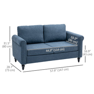 Vintage Loveseat, Upholstered Love Seat Furniture, Chenille-feel Fabric 2 Seater Sofa Couch with Rolled – view 9
