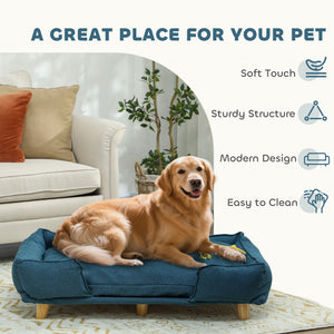 Washable Dog Sofa for Large Dogs, Elevated Pet Couch with Anti-slip Foot Pads, Dark Grey