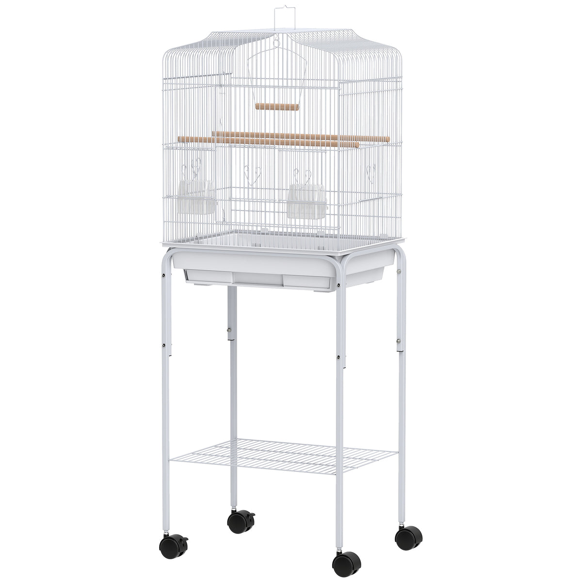 62" Rolling Bird Cage Cockatoo House Play Top Finch Pet Supply with Storage Shelf, Wheels - Black – view 22