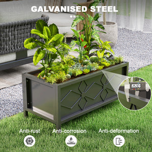 Galvanized Raised Garden Bed with Drainage Holes, Metal Raised Flower Bed, Outdoor Galvanized Planter Box for Herbs