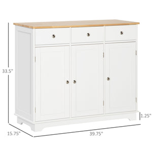 Modern Sideboard, Buffet Cabinet with Storage Cabinets, Drawers and Adjustable Shelves for Living Room, White
