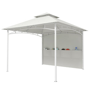 10' x 10' Patio Gazebo, Double Roof Outdoor Gazebo Canopy Shelter with Storage, Hook, Metal Frame, Dark Grey – view 8