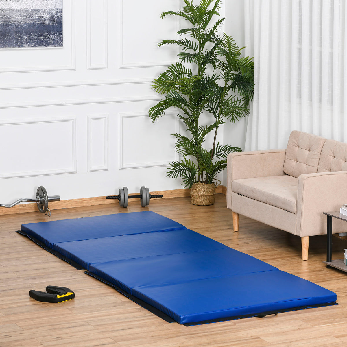 Soozier 4'x10'x2" Folding Gymnastics Tumbling Mat, Exercise Mat with Carrying Handles for Yoga, MMA, Martial Arts, Dark