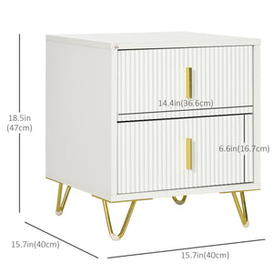 Bedside Table, Modern Nightstand with 2 Drawers, Side End Table with Metal Legs for Living Room, Bedroom – view 2