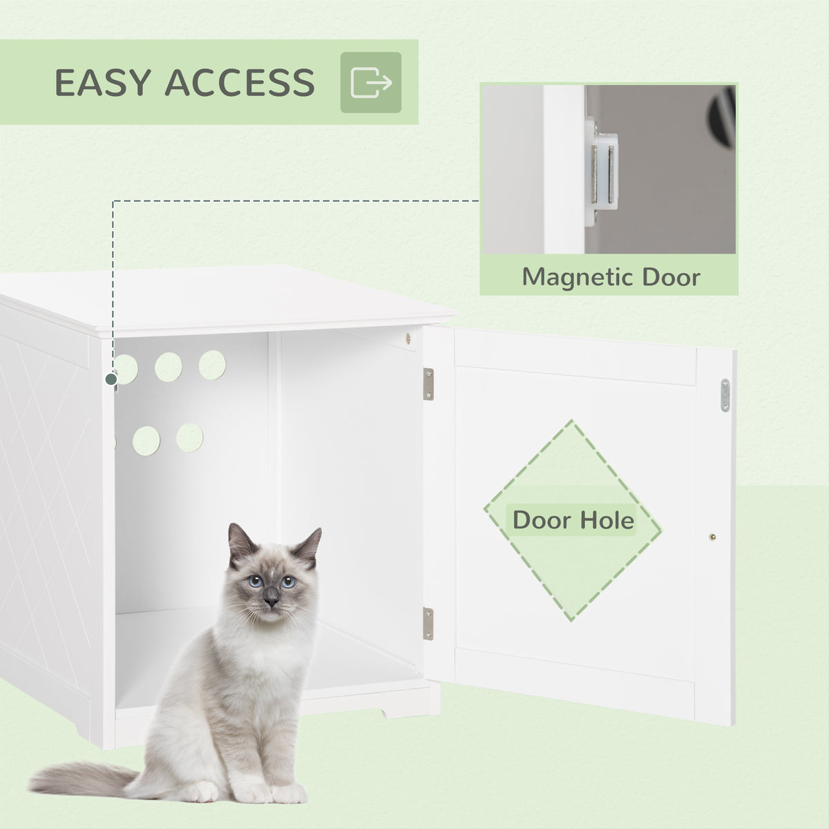 Cat Litter Box Enclosure End Table, Indoor Cat Washroom with Magnetic Door – view 12