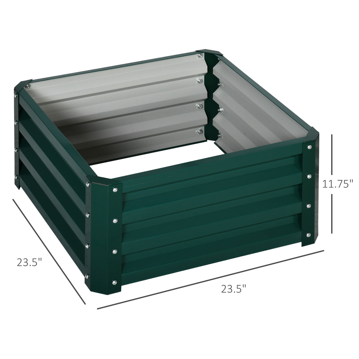 2' x 2' x 1' 2-Pieces Raised Garden Bed with Galvanised Steel Frame for Vegetables, Flowers, Herbs, Green – view 7