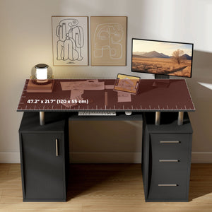 47" Computer Desk with Keyboard Tray and Storage Drawers – view 5