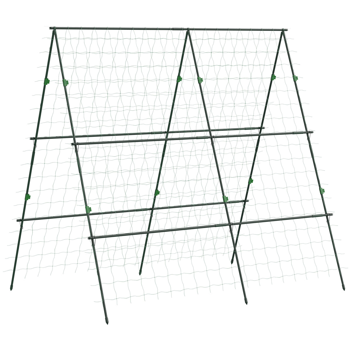 71" x 71" Metal Cucumber Trellis with Netting for Climbing Plants Vegetables, A Frame Tomato Plant Support Tomato Trellis for Vegetable Garden, Patio, Balcony, Green
