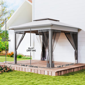 12' x 12' Pop Up Canopy Sun Shade Instant Tent Folding with Mesh Sidewalls, Grey